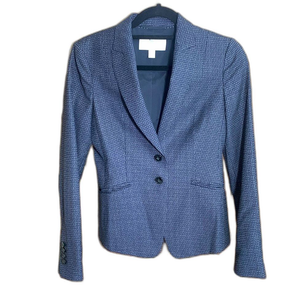 Hugo Boss Navy Blue Checkered Tailored Blazer Suit Jacket Work Office Career